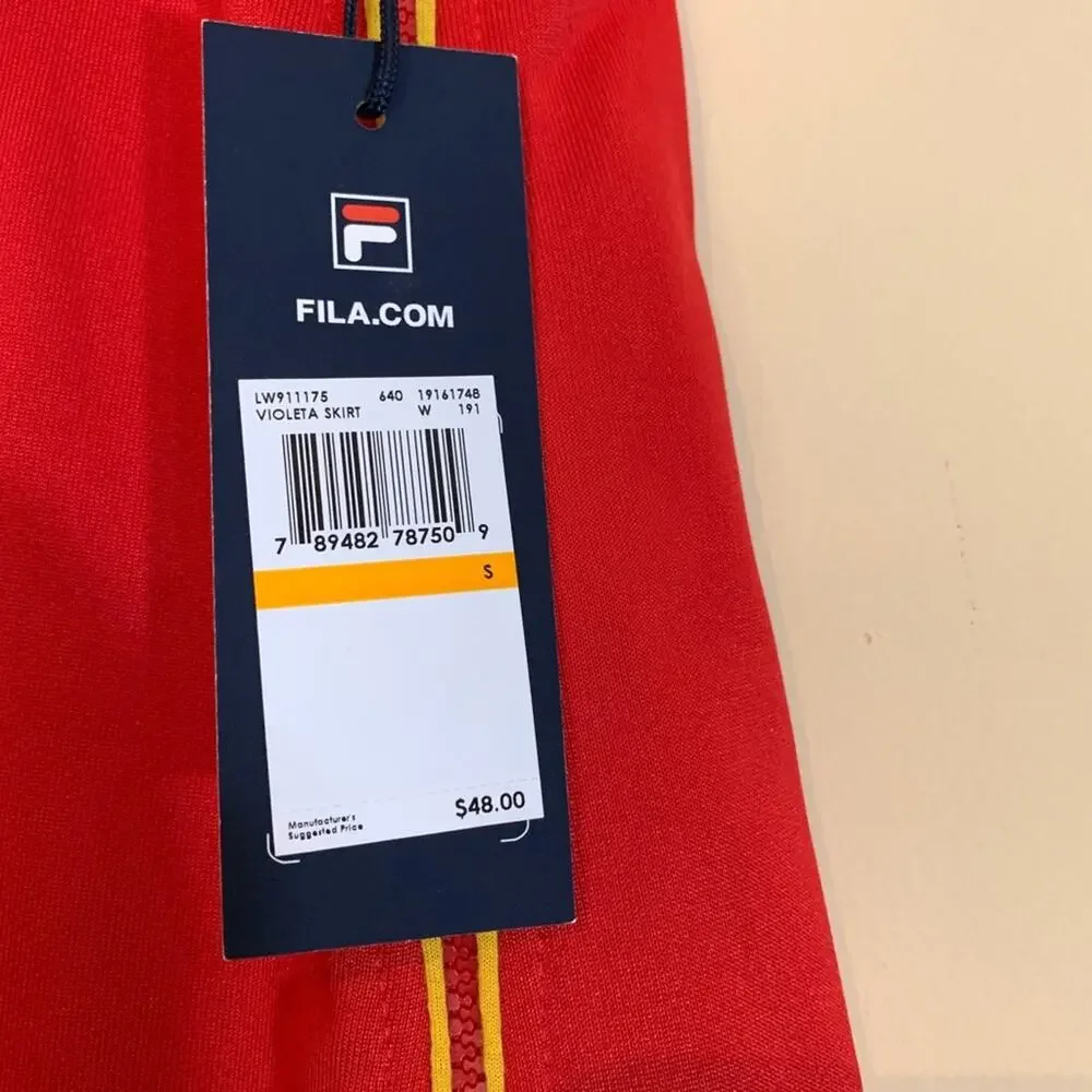 FILA NEW NWT Violeta Red and Yellow Retro Style Mini Skirt Womens Size Small